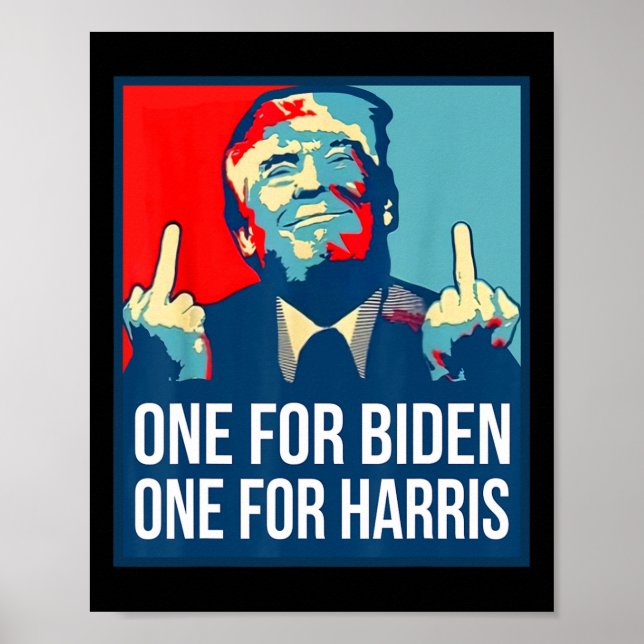 Poster Donald Trump Middle Finger Biden Harris America Re (Devant)