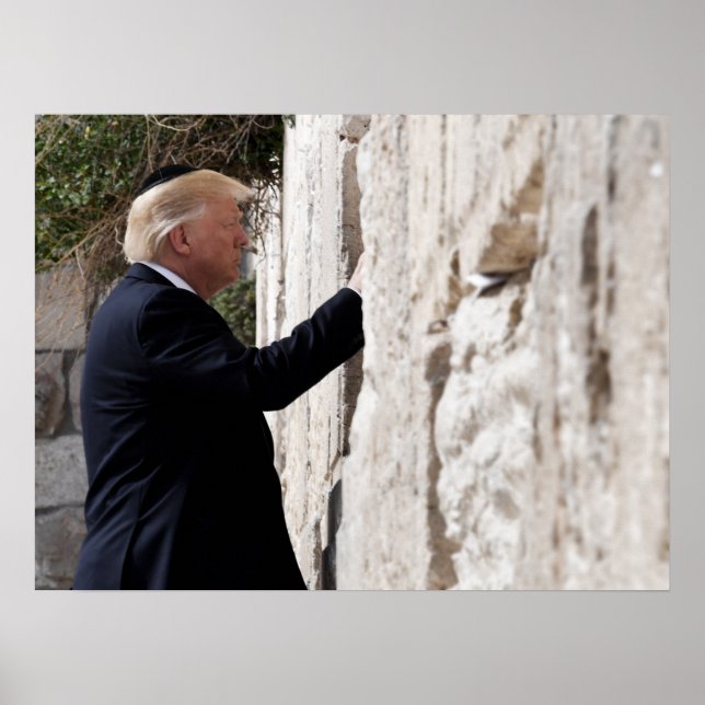 Poster Donald Trump Place Une Note Dans Le Mur Occidental (Devant)