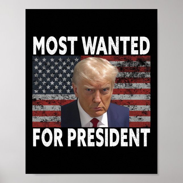 Poster Donald Trump Plus Recherché Pour Le Président 2024 (Devant)