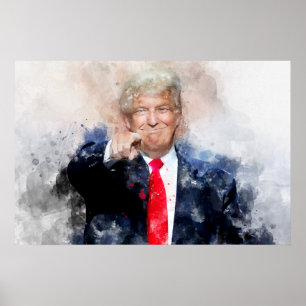 Poster Donald Trump pointant le portrait aquarelle