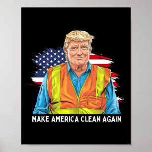 Poster Donald Trump portant un gilet de travailleur de ga