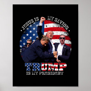Poster Donald Trump se bat Jésus est mon sauveur Trump es