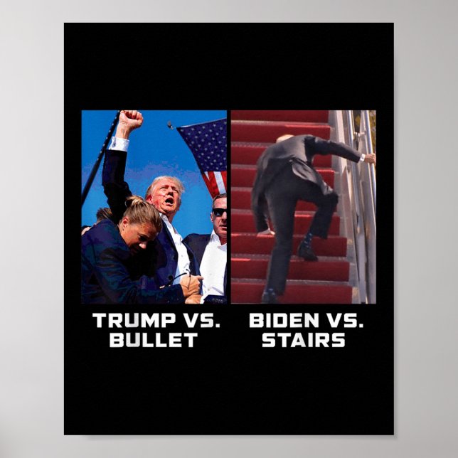 Poster Donald Trump Vs Bullet Biden Vs Stairs Drôle Trump (Devant)