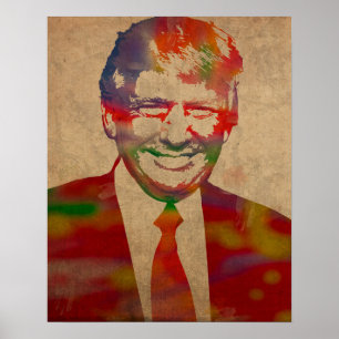 Poster Donald Trump Watercolor Portrait
