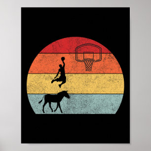 Poster Donkey basketball joueur entraîneur Sport ride âne