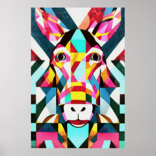 Poster Donkey Colorful Fun Géométrique Art Abstrait