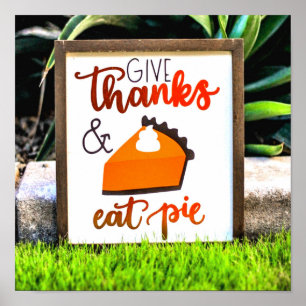 Poster Donner un merci et manger une tarte Thanksgiving