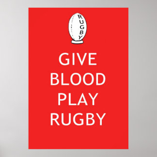 Poster Donnez du sang jouer au rugby