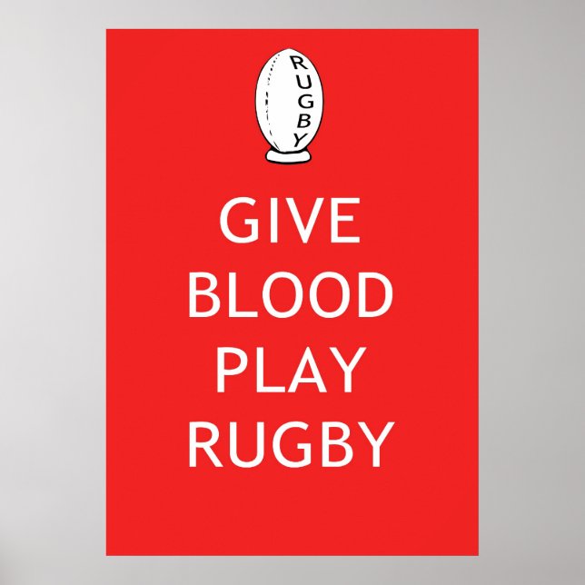 Poster Donnez du sang jouer au rugby (Devant)