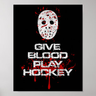 Poster Donnez du sang, jouez au hockey, joueur de hockey
