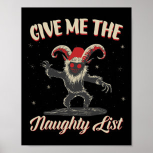Poster Donnez-moi la liste vilain Cute Krampus Noël sombr