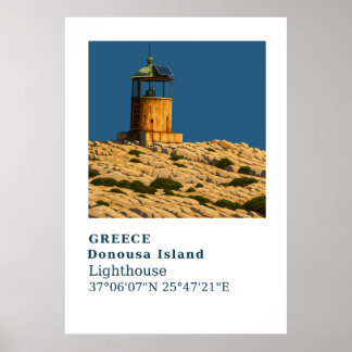 Poster Donousa Grèce Phare Mur Art