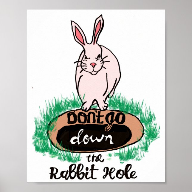Poster Dont Go Down The Rabbit Hole Womens Red  (Devant)