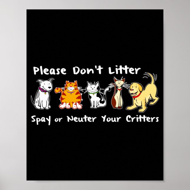 Poster Dont Litter Spay Or Neuter  (Devant)