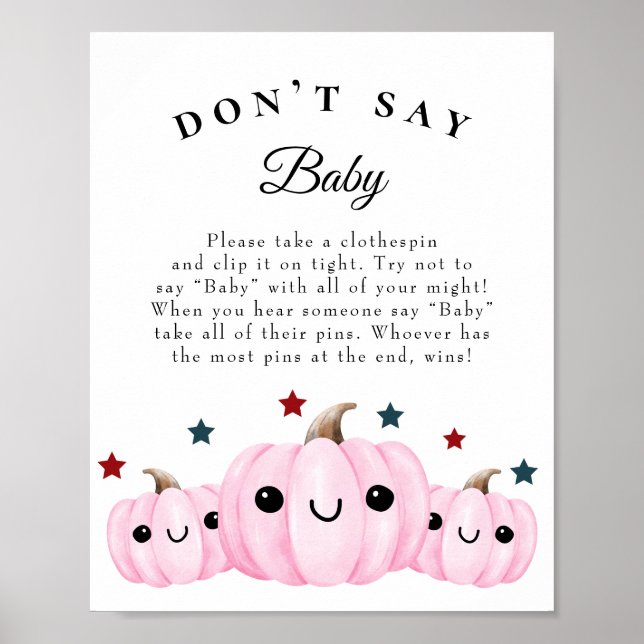 Poster "Don't Say Baby" Baby shower d'Halloween Jeu (Devant)