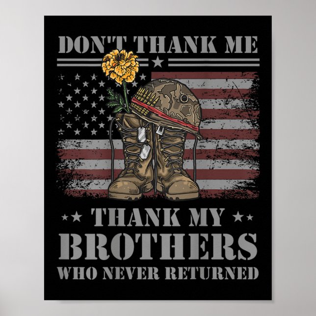 Poster Don't Thank Me Veteran Thank My Brothers Quote Bac (Devant)