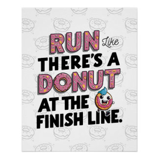 Poster Donut à la ligne finale Funny Fitness Motivation