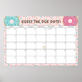 Poster Donut Baby shower à thème devine la date d'échéanc