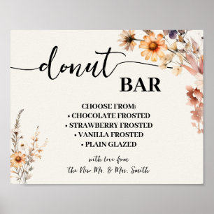 Poster Donut Bar Mariage Fête des mariées Automne Fleurs 
