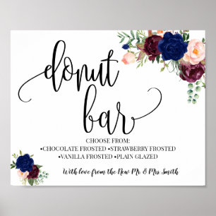 Poster Donut bar réception de mariage marine bordeaux