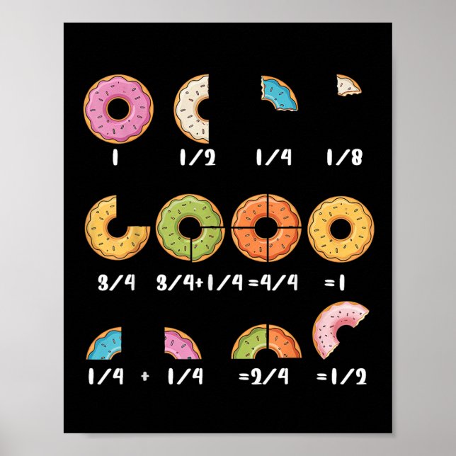 Poster Donut Fraction Math Teachers Back To School Educat (Devant)
