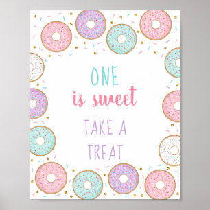 Poster Donut Pink Gold One Est Doux Prenez Un Beau Annive