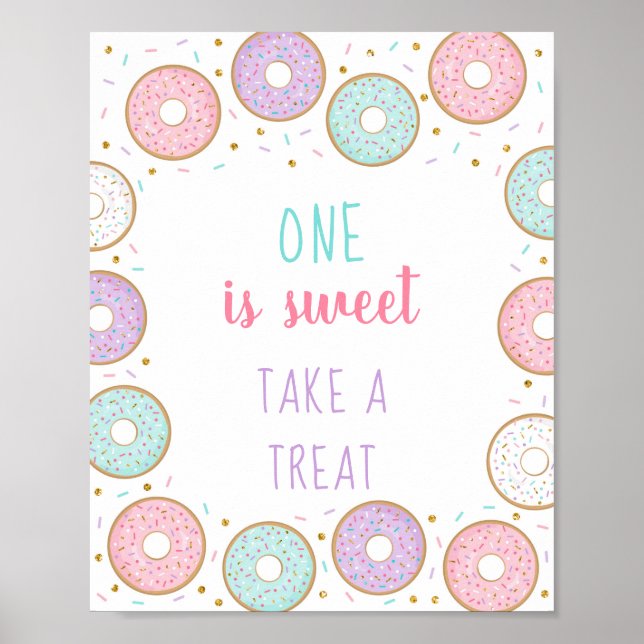 Poster Donut Pink Gold One Est Doux Prenez Un Beau Annive (Devant)