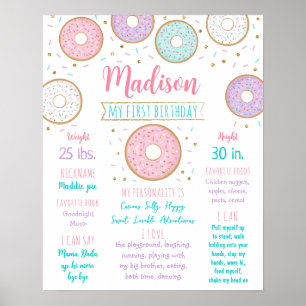 Poster Donut Pink Gold Premier anniversaire Jalon