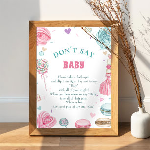 Poster Donut Sweet "Don't Say Baby" jeu de Baby shower