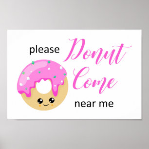Poster Donut Viens Près De Moi Distances Sociales Mignonn