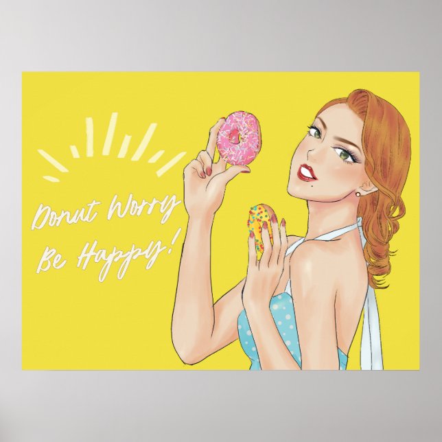 Poster Donut Worry, Be Happy (Devant)