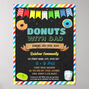 Poster Donuts avec papa modèle de collecte de fonds