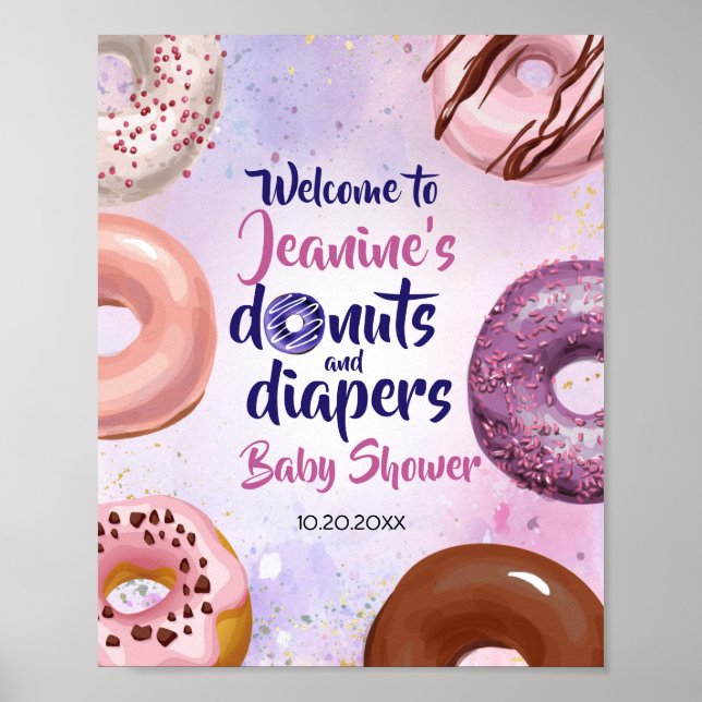 Poster Donuts et Diapeurs Baby Sprinkle Douche Bienvenue (Devant)