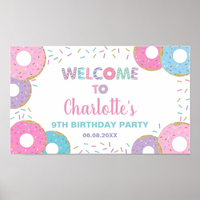 Poster Donuts saupoudrent l'Affiche de bienvenue Baby sho (Devant)
