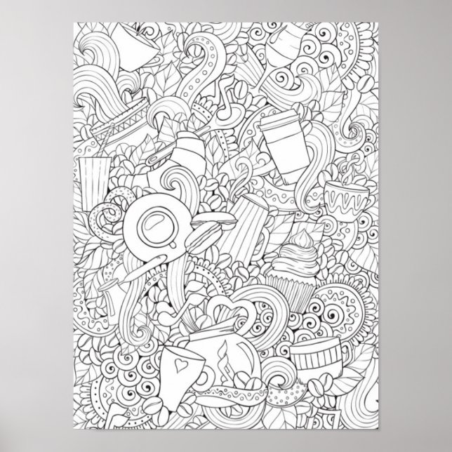 Poster Doodle café et thé 2 (Devant)