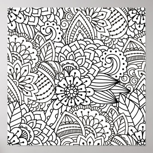 Poster Doodle de conception de fleurs 2 (Devant)