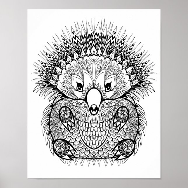 Poster Doodle Echidna tiré à la main 2 (Devant)