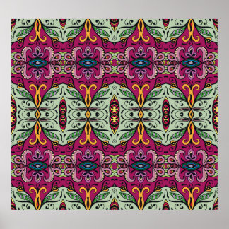 Poster Doodle ethnique tribal géométrique floral