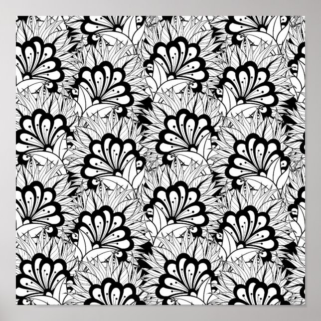 Poster Doodle Motif de fleurs 2 (Devant)