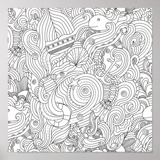 Poster Doodle nautique 2 (Devant)