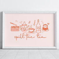 Doodle Whimsical Spill Tea, Tea Party Kitchen