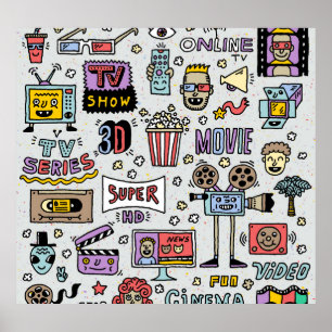 Poster Doodles de série TV : Drôle ensemble Vintage.