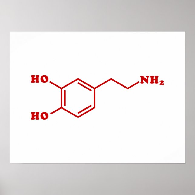 Poster Dopamine formule chimique moléculaire (Devant)