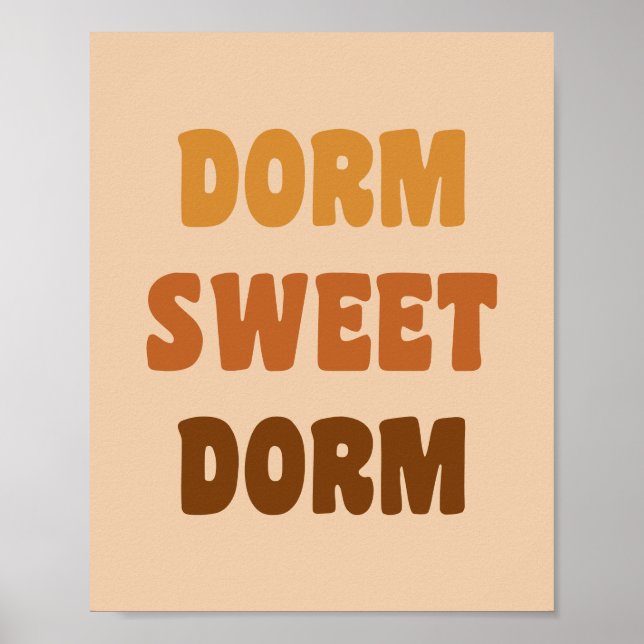 Poster Dorm Sweet Dorm Brown Rétro les années 70 Lettres (Devant)