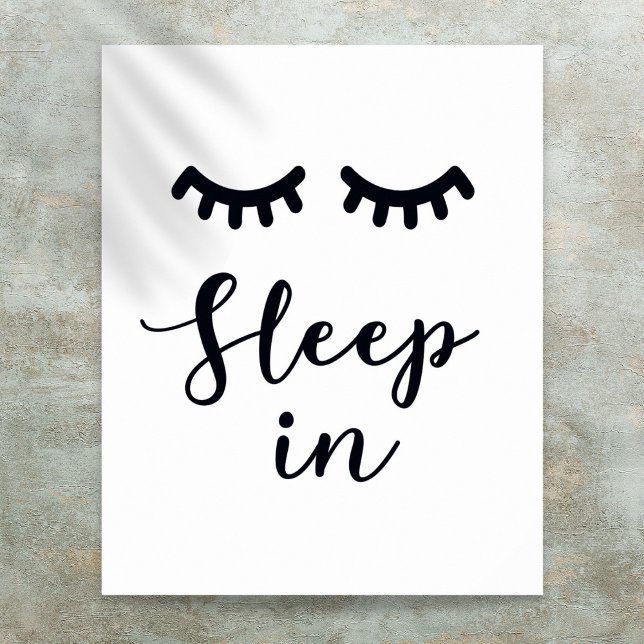 Poster Dormez dans la chambre Eyelashes (Sleep in Eyelashes Black And White Bedroom Poster)