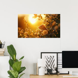 Poster Dormouse à Surrey Hedge Sunrise