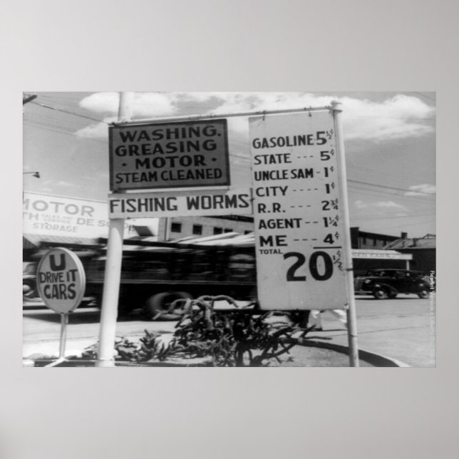 POSTER DOROTHEA LANG PHOTOGRAPHIE CÉLÈBRE - PRIX DU GAZ (Devant)