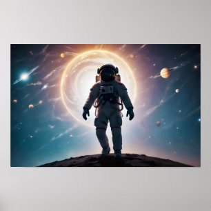 Poster Double exposition cosmique Espace Infini Art unive
