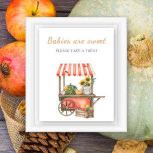 Poster Douce baby shower de citrouilles d'automne - les b