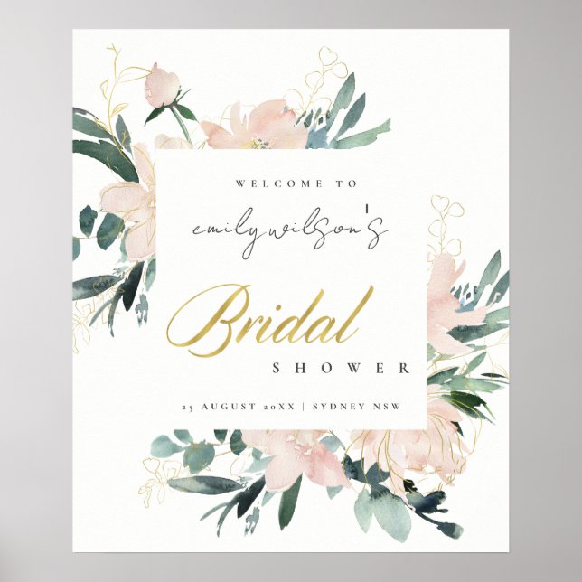 POSTER DOUCE BIENVENUE À UNE FÊTE DE MARIÉE AUX FLEURS RO (Devant)